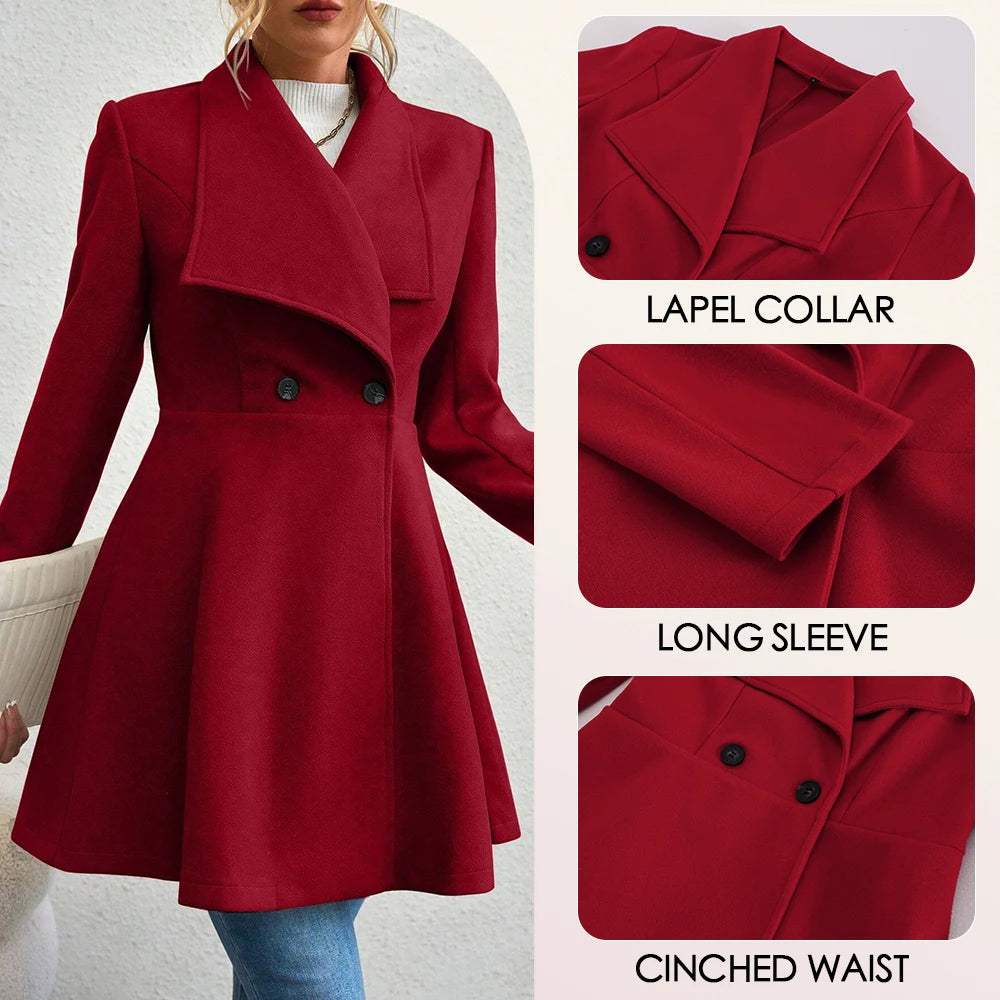 Winter Solid Color Long Sleeve Lapel Button-Up Work Coats