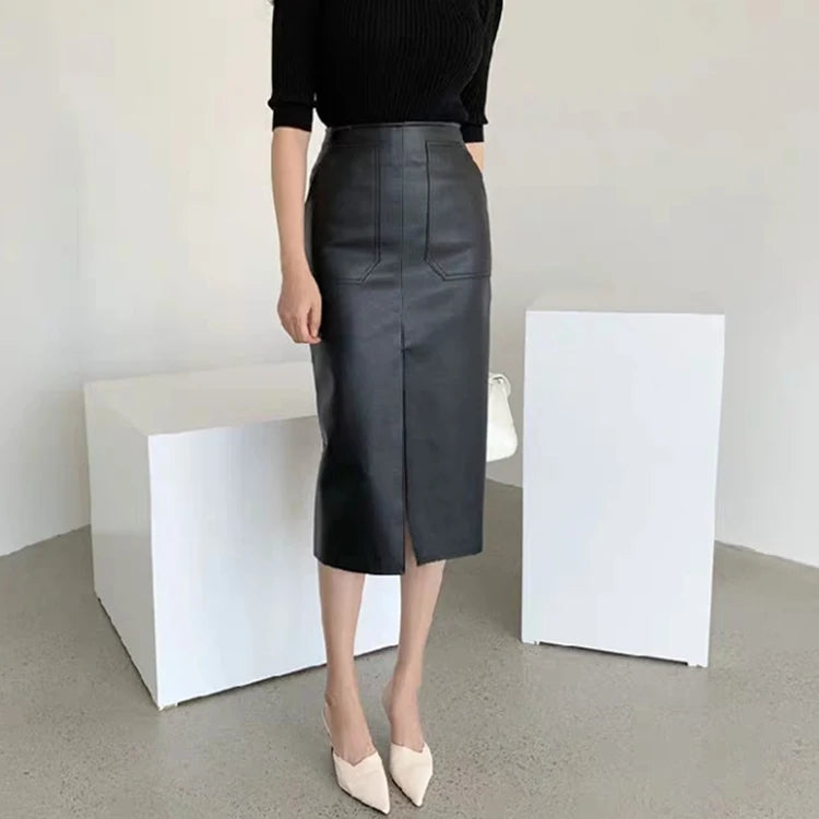 Slim Straight Faux Leather Skirts