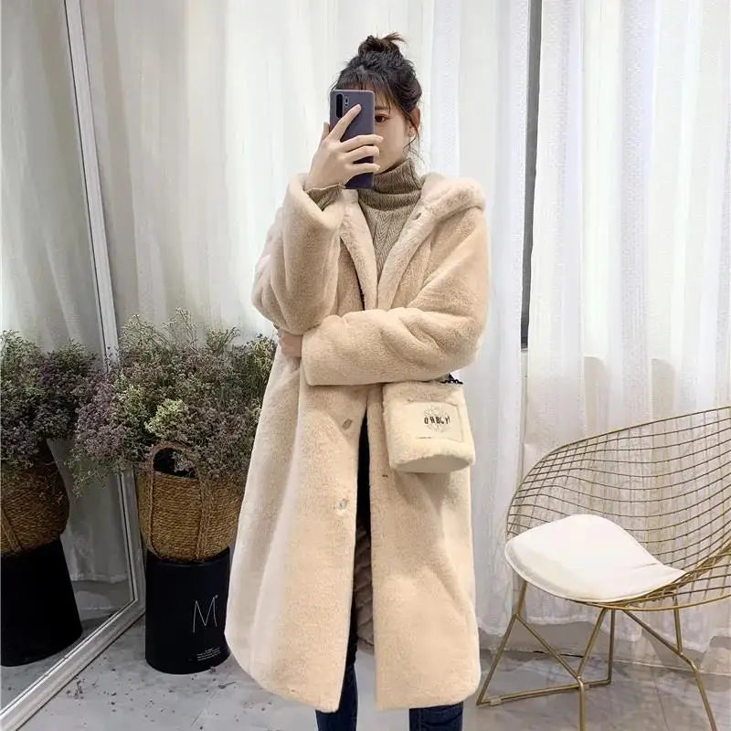 Winter Faux Fur Coat Hooded Long Fur Coats