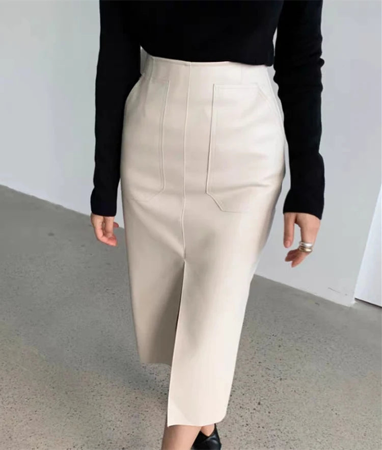 Slim Straight Faux Leather Skirts