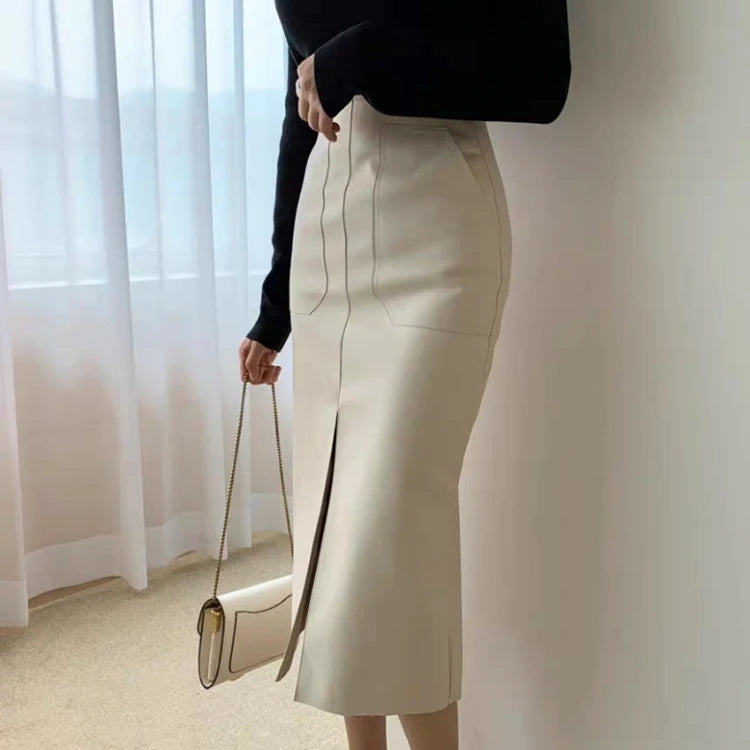 Slim Straight Faux Leather Skirts