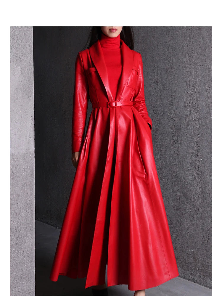 Elegant High Quality Leather Trench Coat