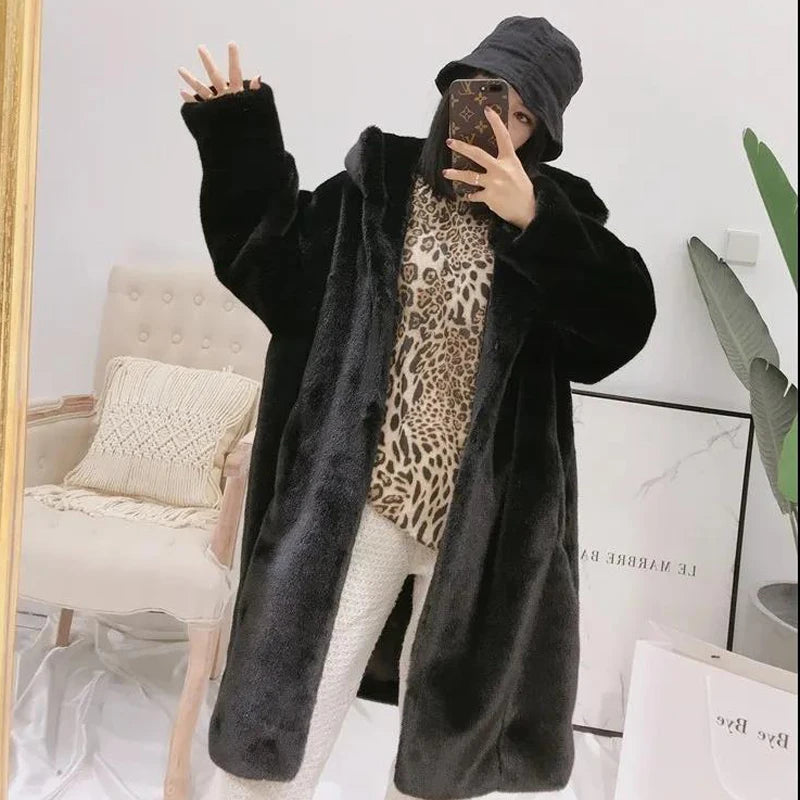 Winter Faux Fur Coat Hooded Long Fur Coats