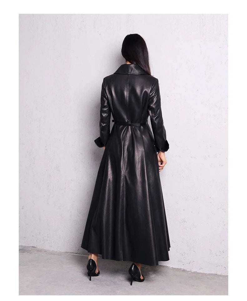 Elegant High Quality Leather Trench Coat