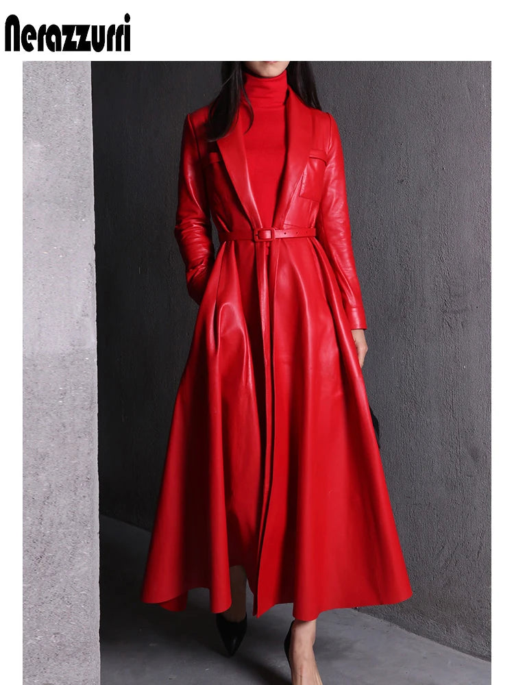 Elegant High Quality Leather Trench Coat