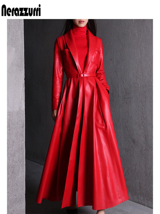 Elegant High Quality Leather Trench Coat