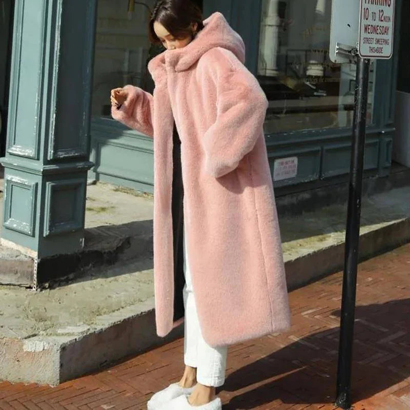 Winter Faux Fur Coat Hooded Long Fur Coats