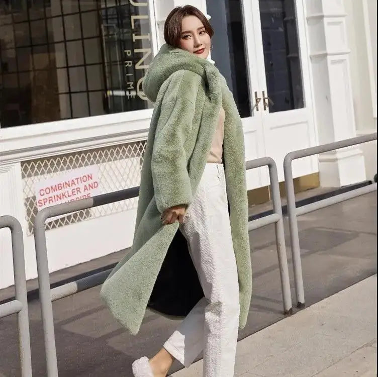 Winter Faux Fur Coat Hooded Long Fur Coats