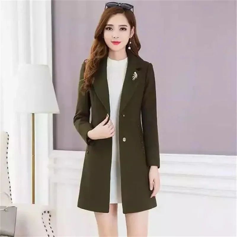 Winter New Suit Collar Trench Coat Woolen Jackets trendy