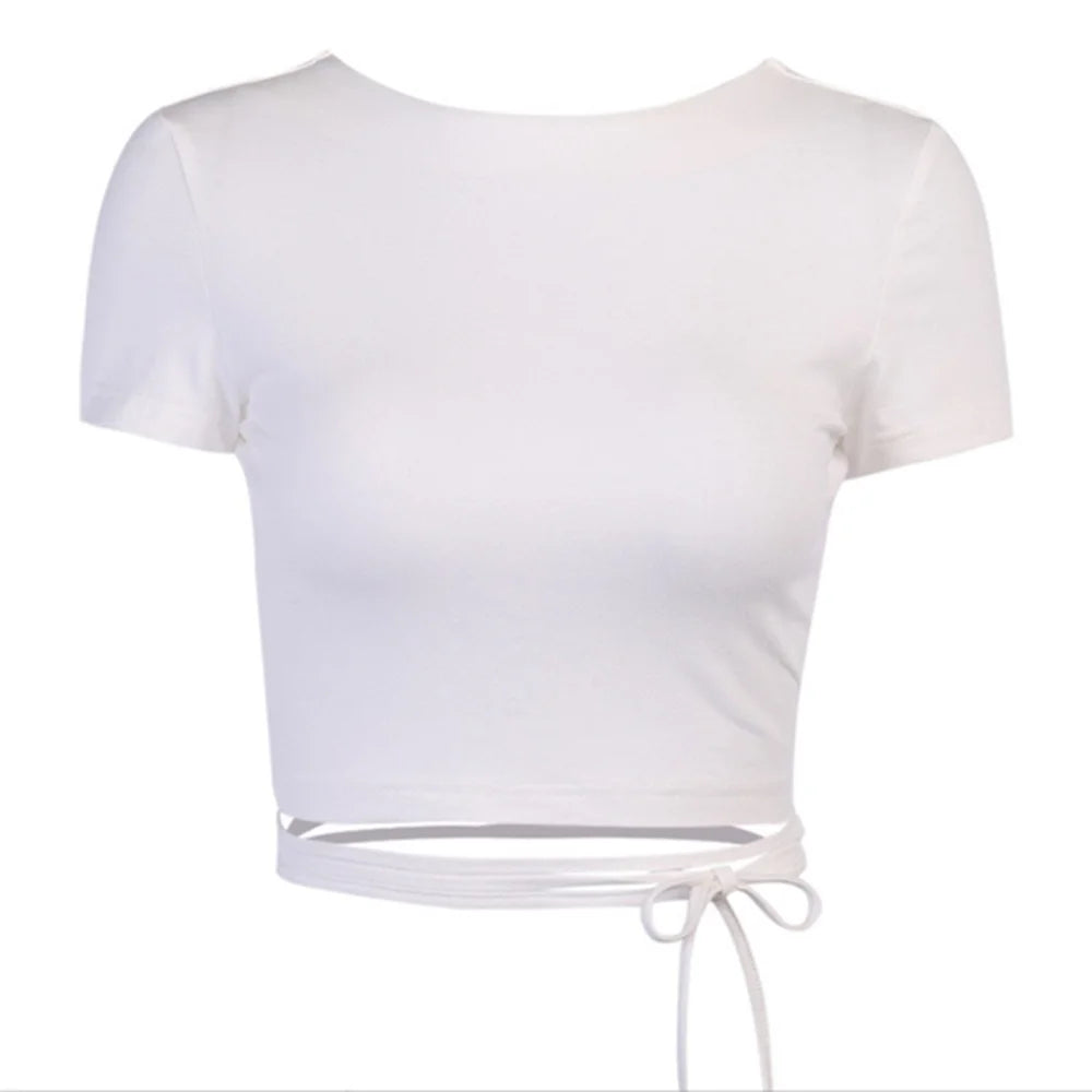 Crop Tops Cute Round Neck