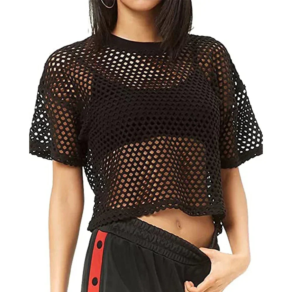 Fishnet Transparent Crop Tops