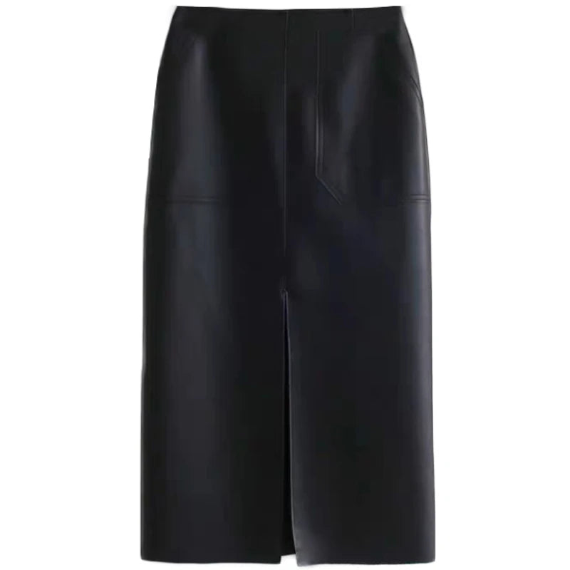 Slim Straight Faux Leather Skirts