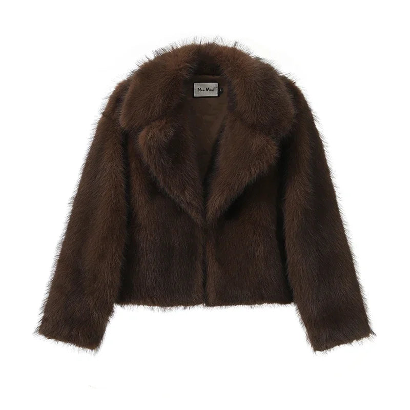 Winter Brand Fashion Fluffy Fox Fur Coat Female Luxury Outerwear