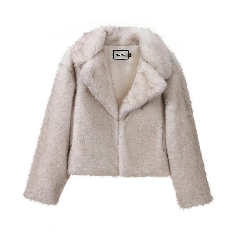 Winter Brand Fashion Fluffy Fox Fur Coat Female Luxury Outerwear