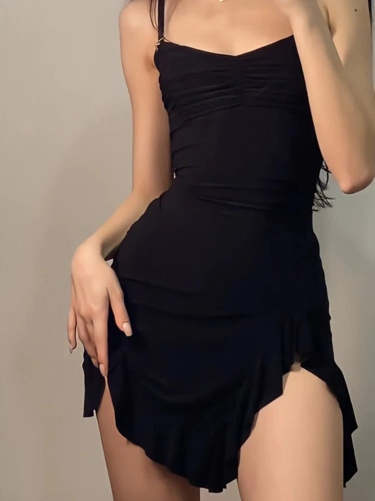 Sexy Side Slit Ruffled Mini Dress Sleeveless