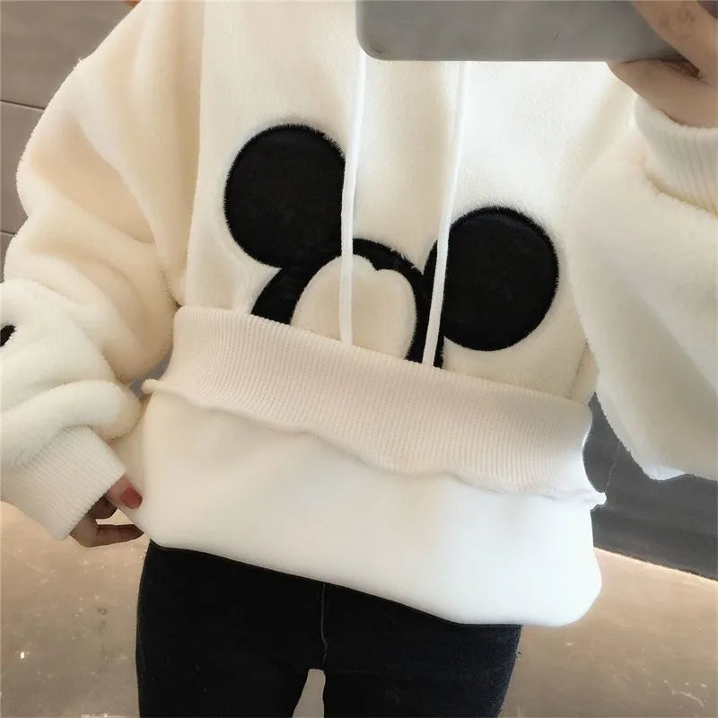 Mickey  Mouse Hoodies Women Autumn Winter Pullover Tops