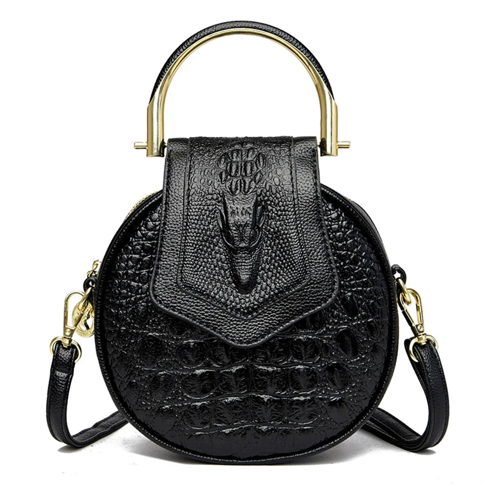 Luxury Designer Circle Crocodile  Leather Ladies Handbags