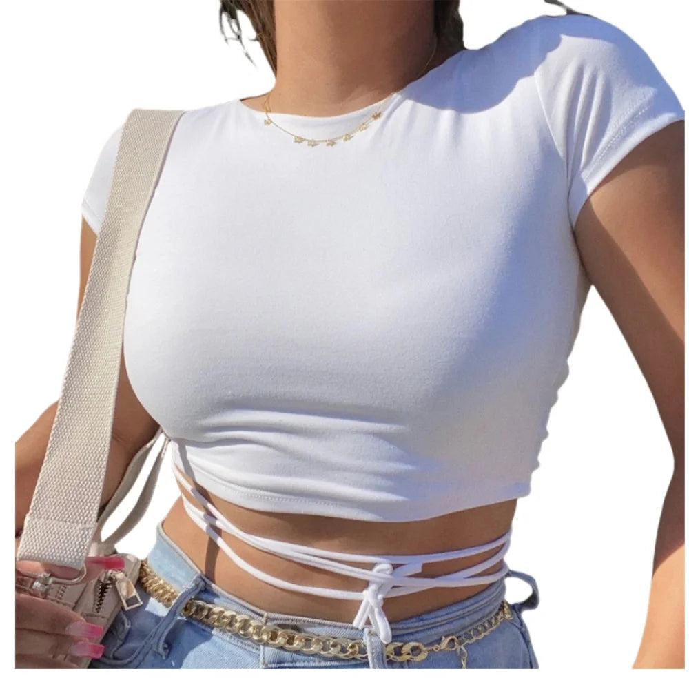 Crop Tops Cute Round Neck