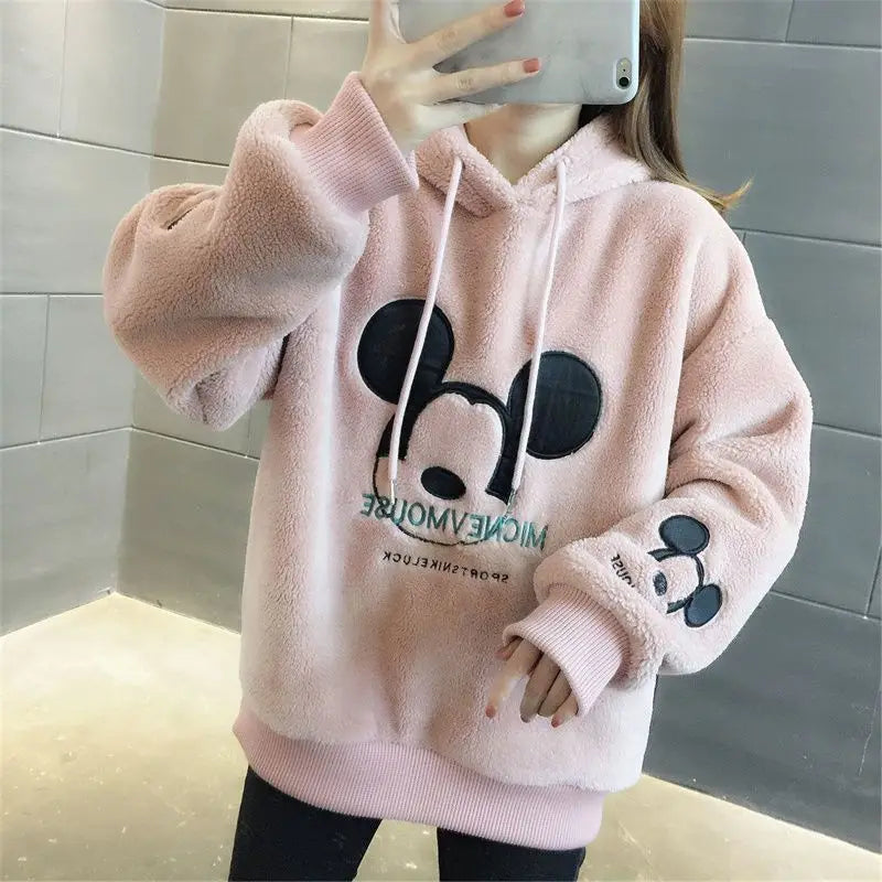 Mickey  Mouse Hoodies Women Autumn Winter Pullover Tops