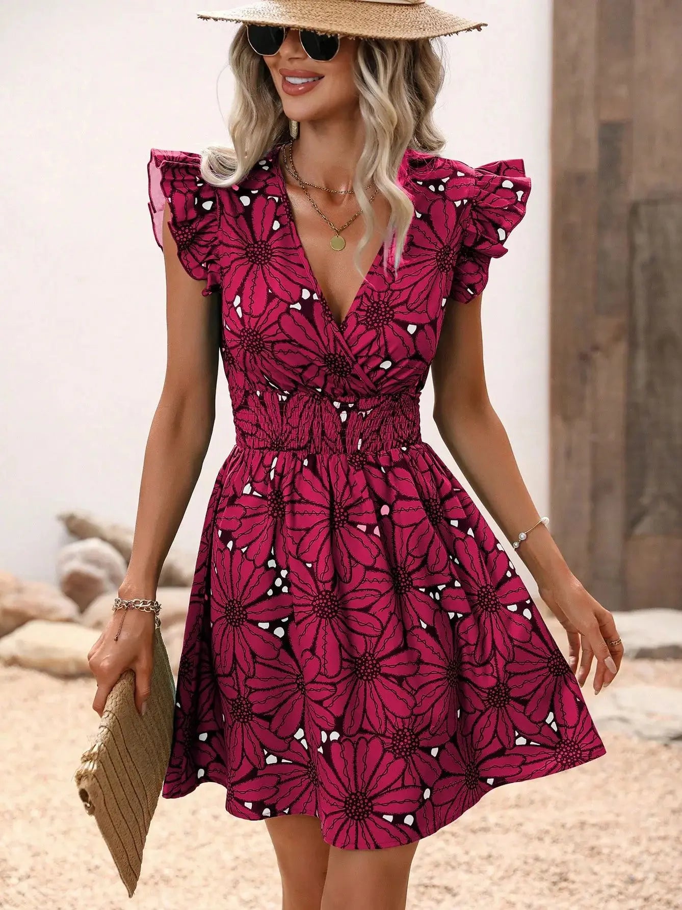 Chic Flower  Vest A-Line Dress