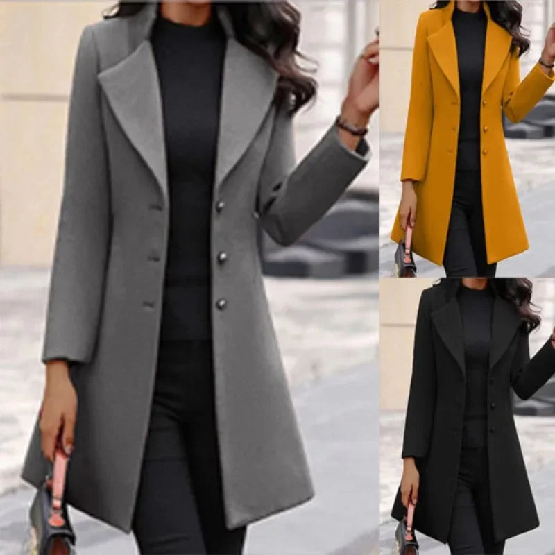 Winter New Women's Coat Slim Fit Mid length Women's Woolen Coat