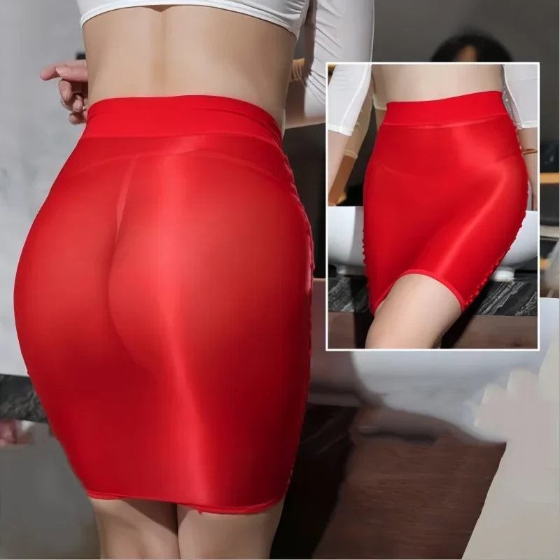 Women's Shiny Glossy Mini Skirt