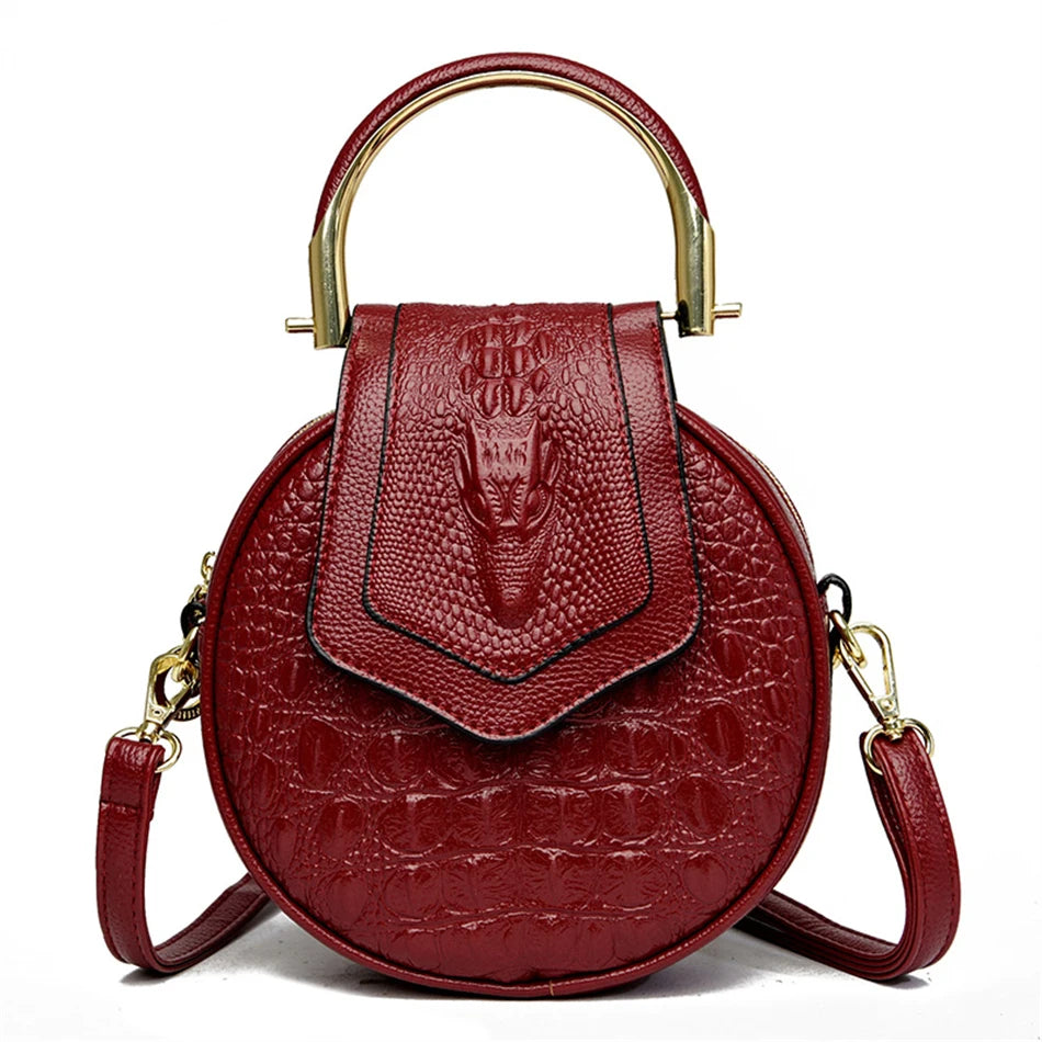 Luxury Designer Circle Crocodile  Leather Ladies Handbags