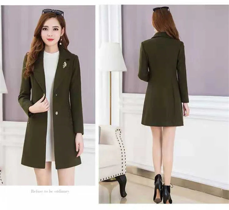 Winter New Suit Collar Trench Coat Woolen Jackets trendy