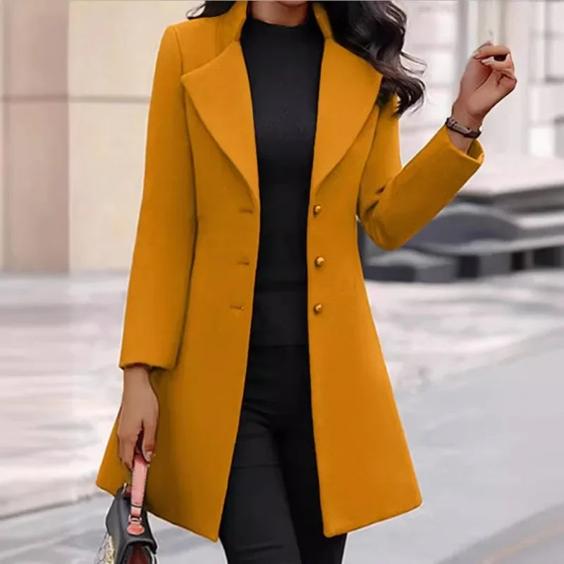 Winter New Women's Coat Slim Fit Mid length Women's Woolen Coat