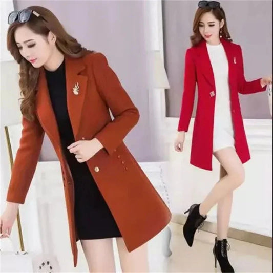 Winter New Suit Collar Trench Coat Woolen Jackets trendy