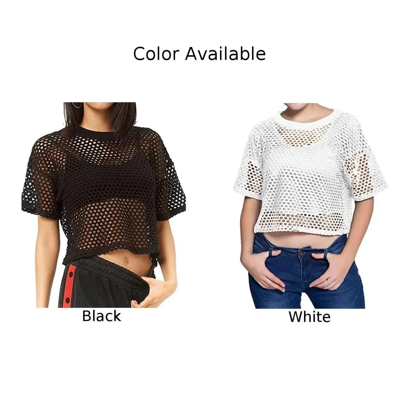 Fishnet Transparent Crop Tops