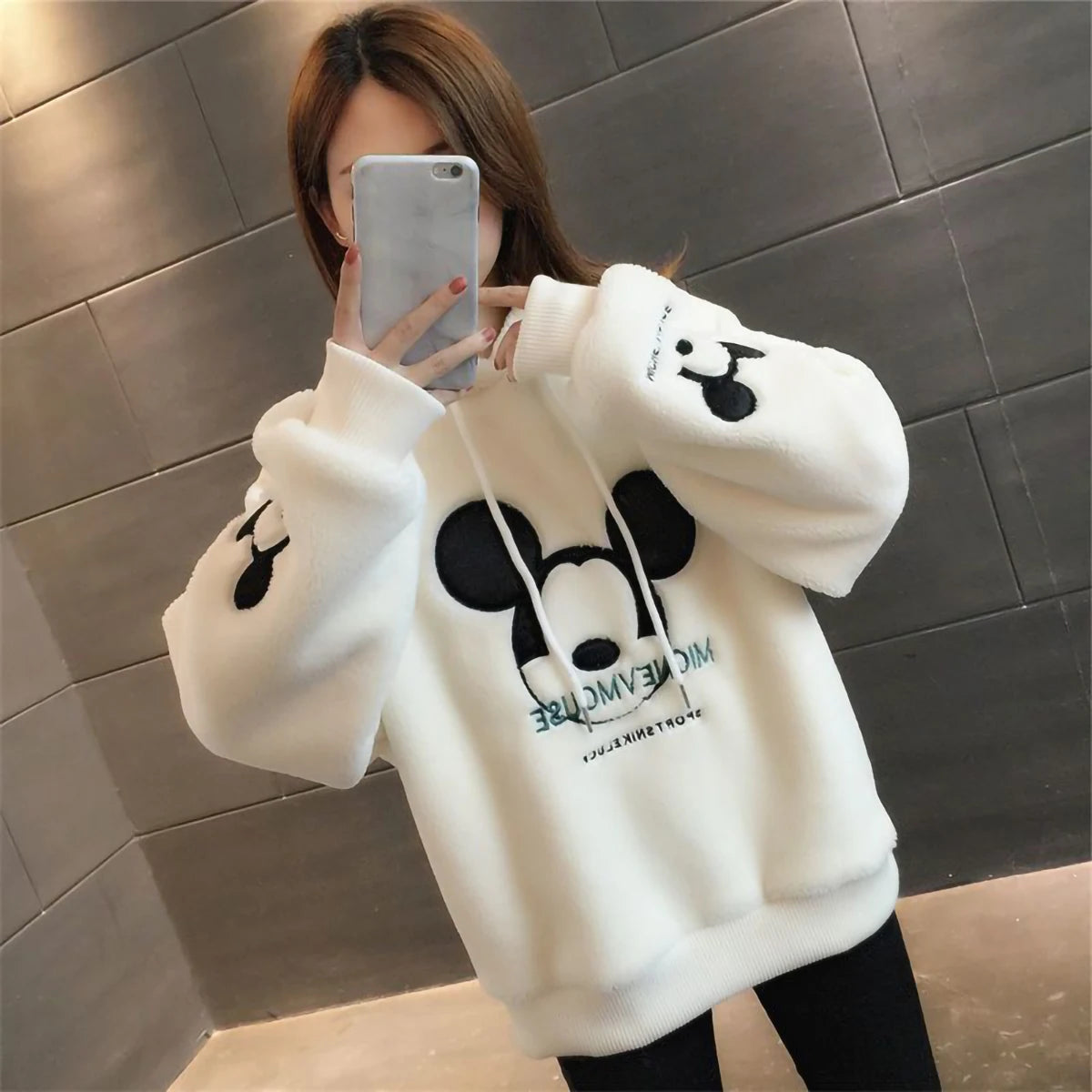 Mickey  Mouse Hoodies Women Autumn Winter Pullover Tops