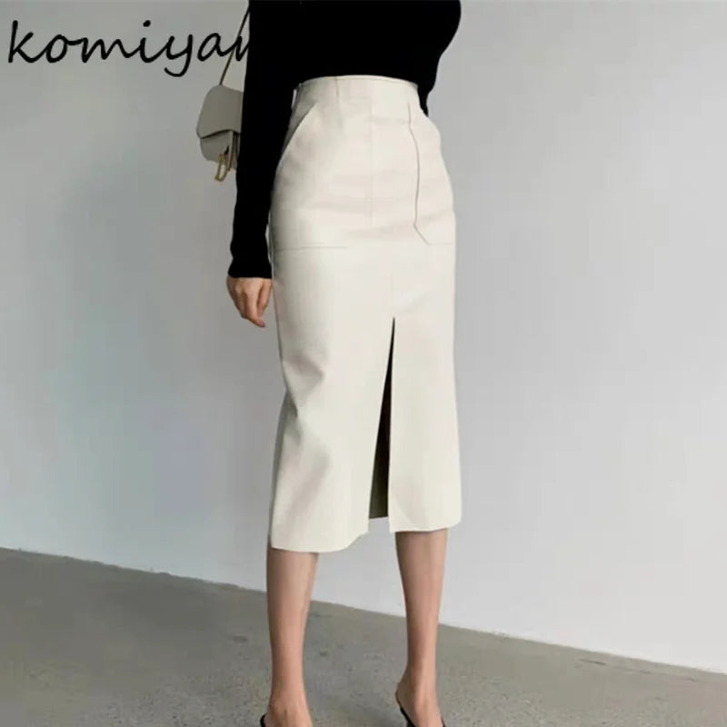 Slim Straight Faux Leather Skirts