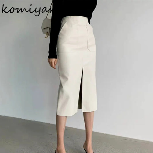 Slim Straight Faux Leather Skirts