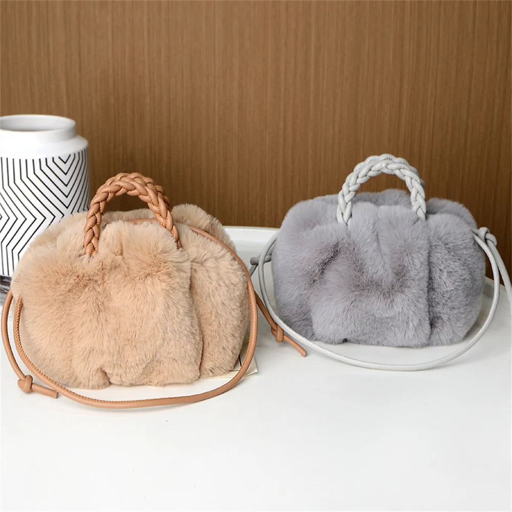 Winter Fashion Solid Color Handbag Travel Shoulder Bags