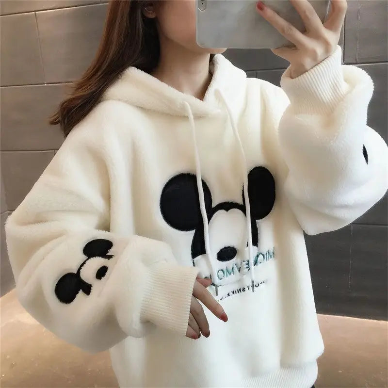 Mickey  Mouse Hoodies Women Autumn Winter Pullover Tops