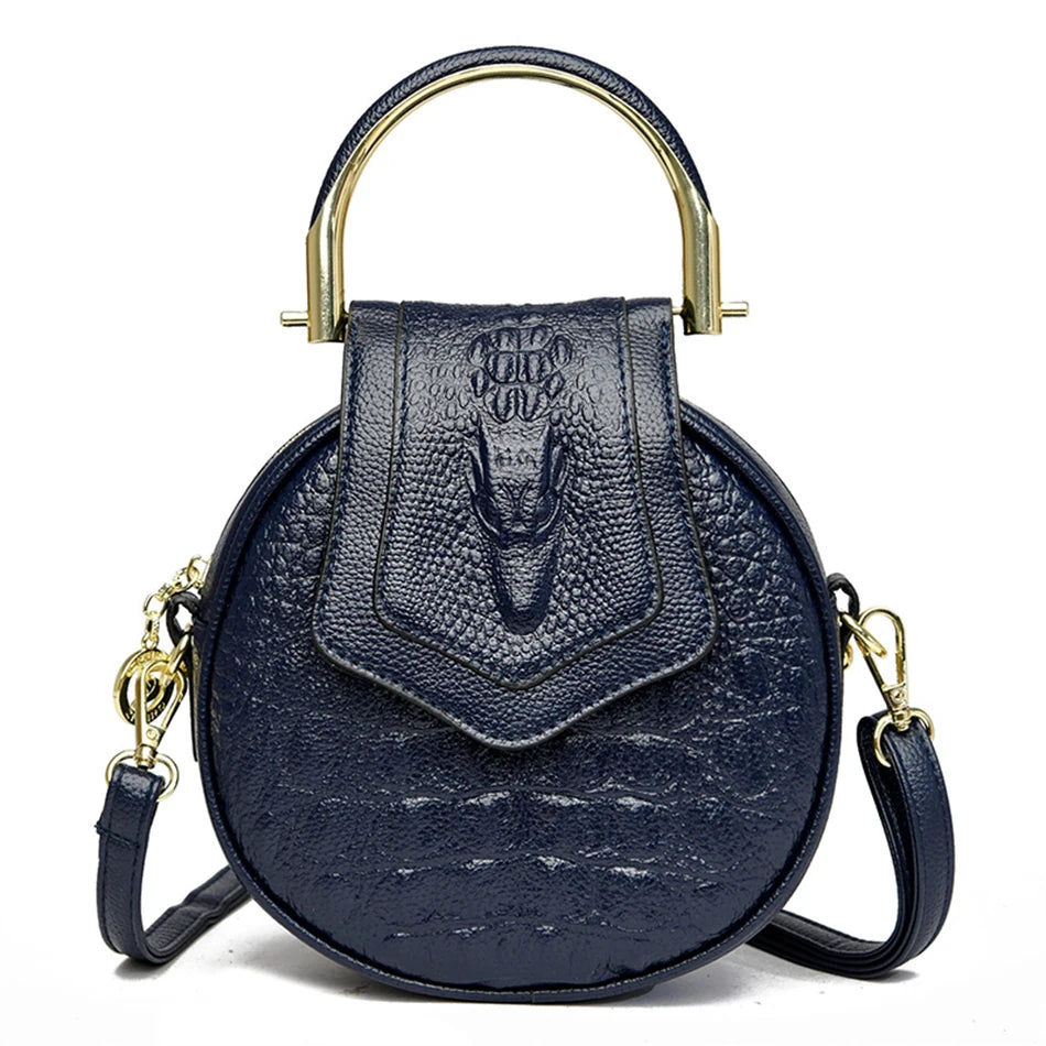 Luxury Designer Circle Crocodile  Leather Ladies Handbags