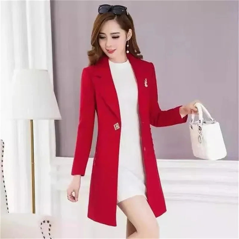 Winter New Suit Collar Trench Coat Woolen Jackets trendy