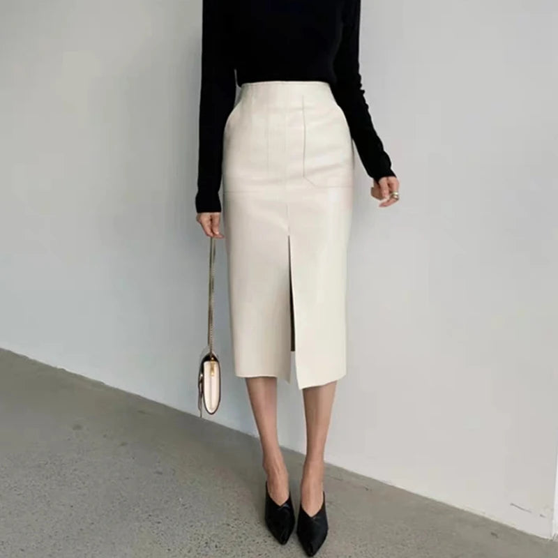 Slim Straight Faux Leather Skirts