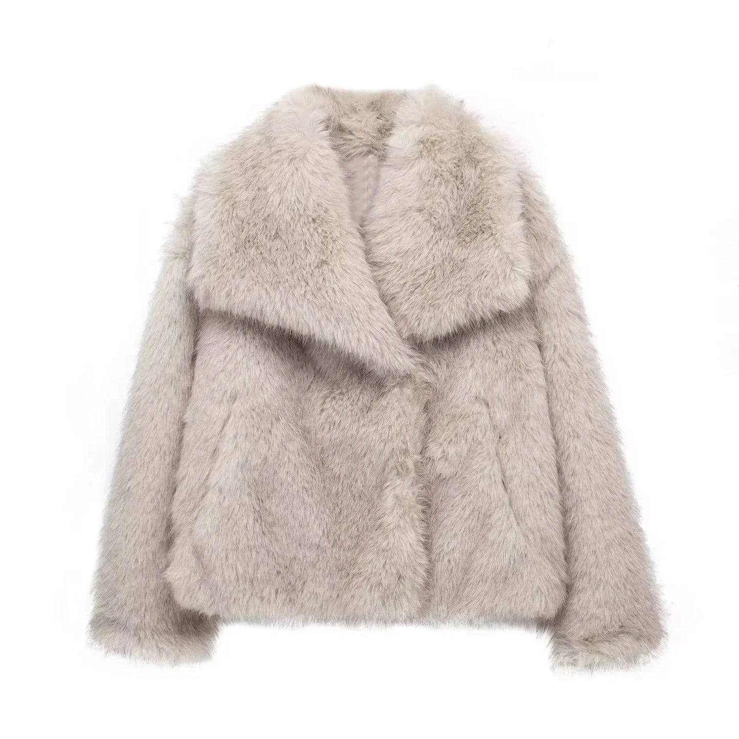 Women Fashion Cropped Faux Fur Jacket