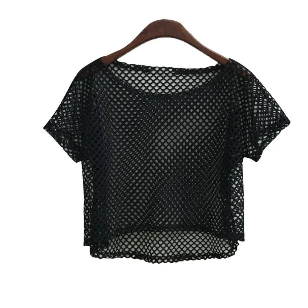 Fishnet Transparent Crop Tops