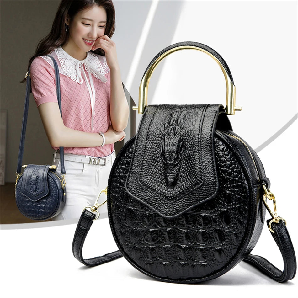 Luxury Designer Circle Crocodile  Leather Ladies Handbags