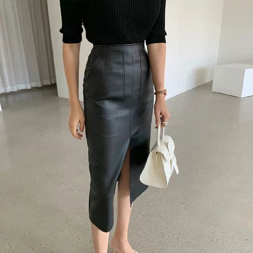 Slim Straight Faux Leather Skirts