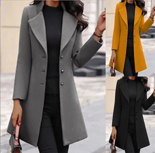 Winter New Women's Coat Slim Fit Mid length Women's Woolen Coat