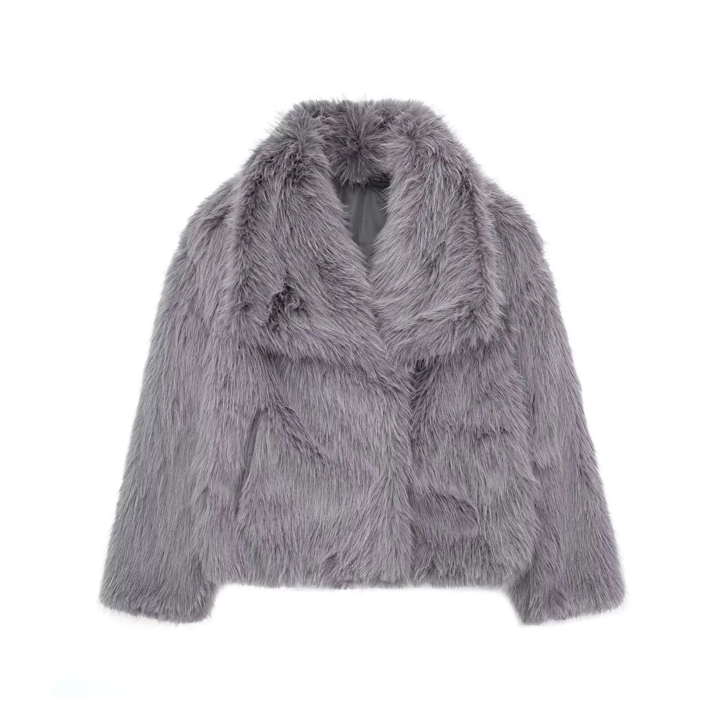 Women Fashion Cropped Faux Fur Jacket