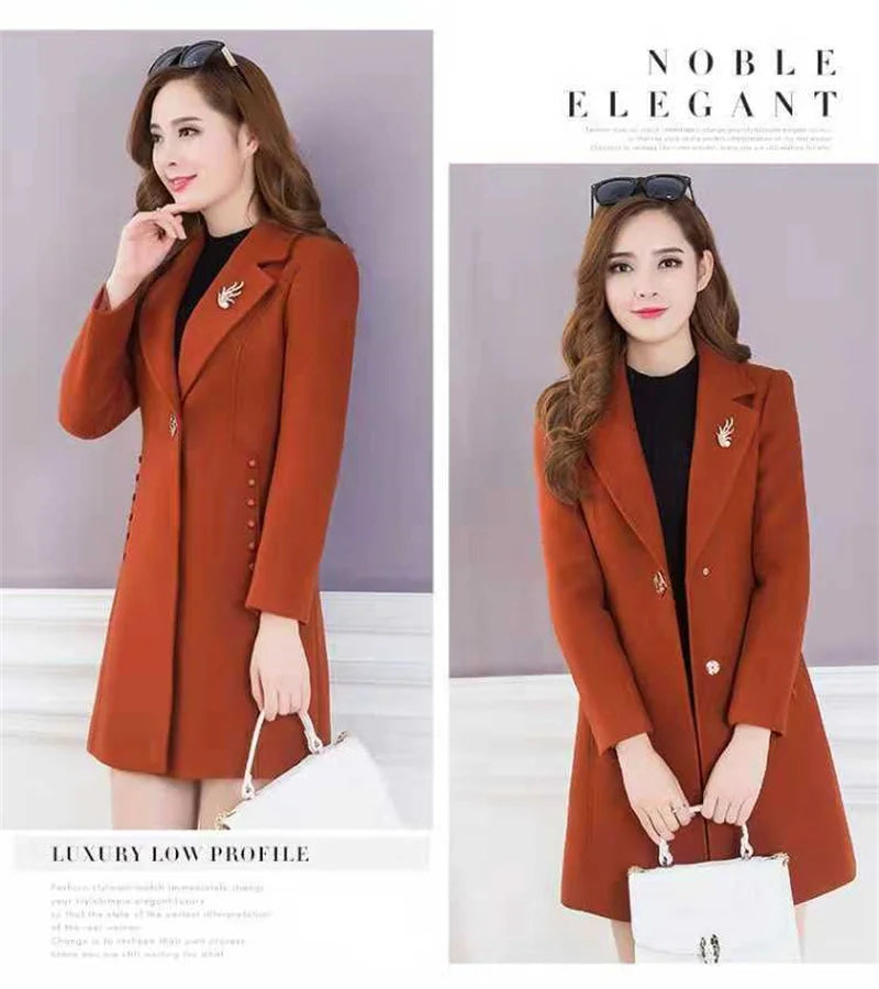 Winter New Suit Collar Trench Coat Woolen Jackets trendy