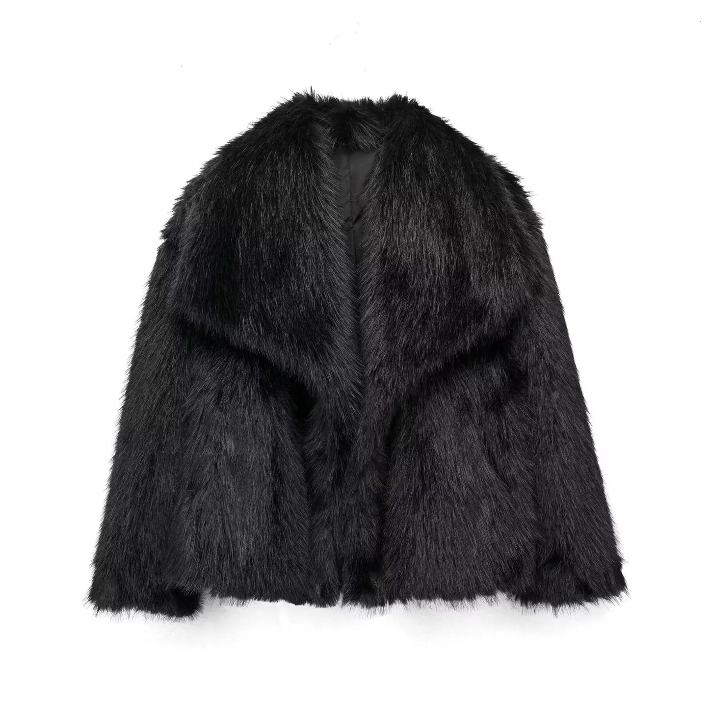 Women Fashion Cropped Faux Fur Jacket