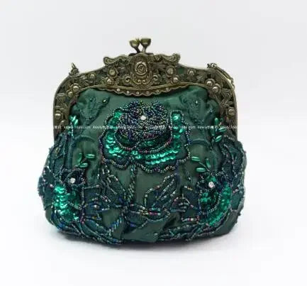 Vintage Beaded Diamond Sequined Clutch Hand Bag