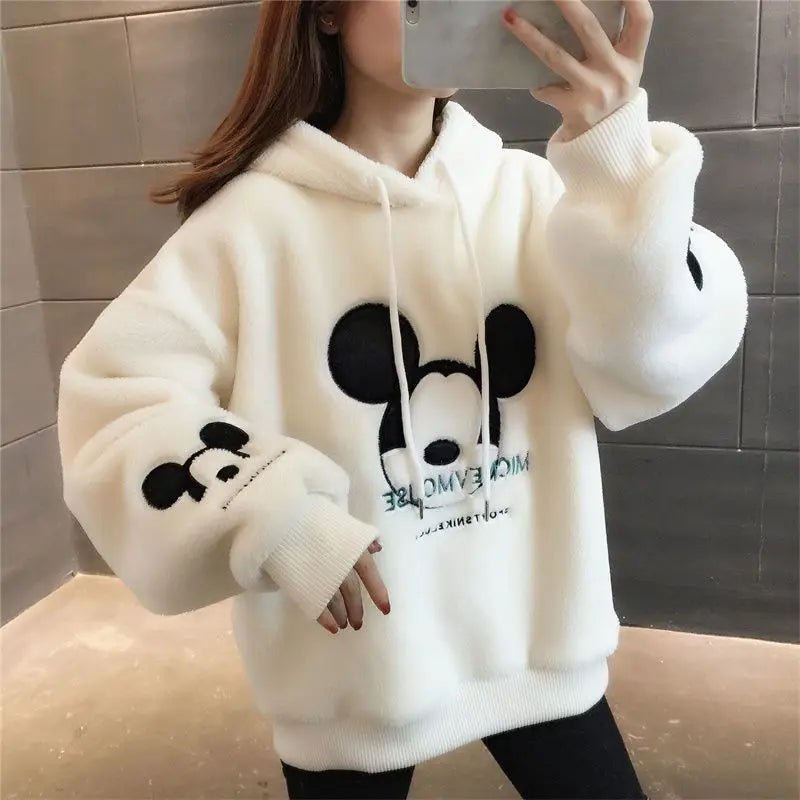 Mickey  Mouse Hoodies Women Autumn Winter Pullover Tops