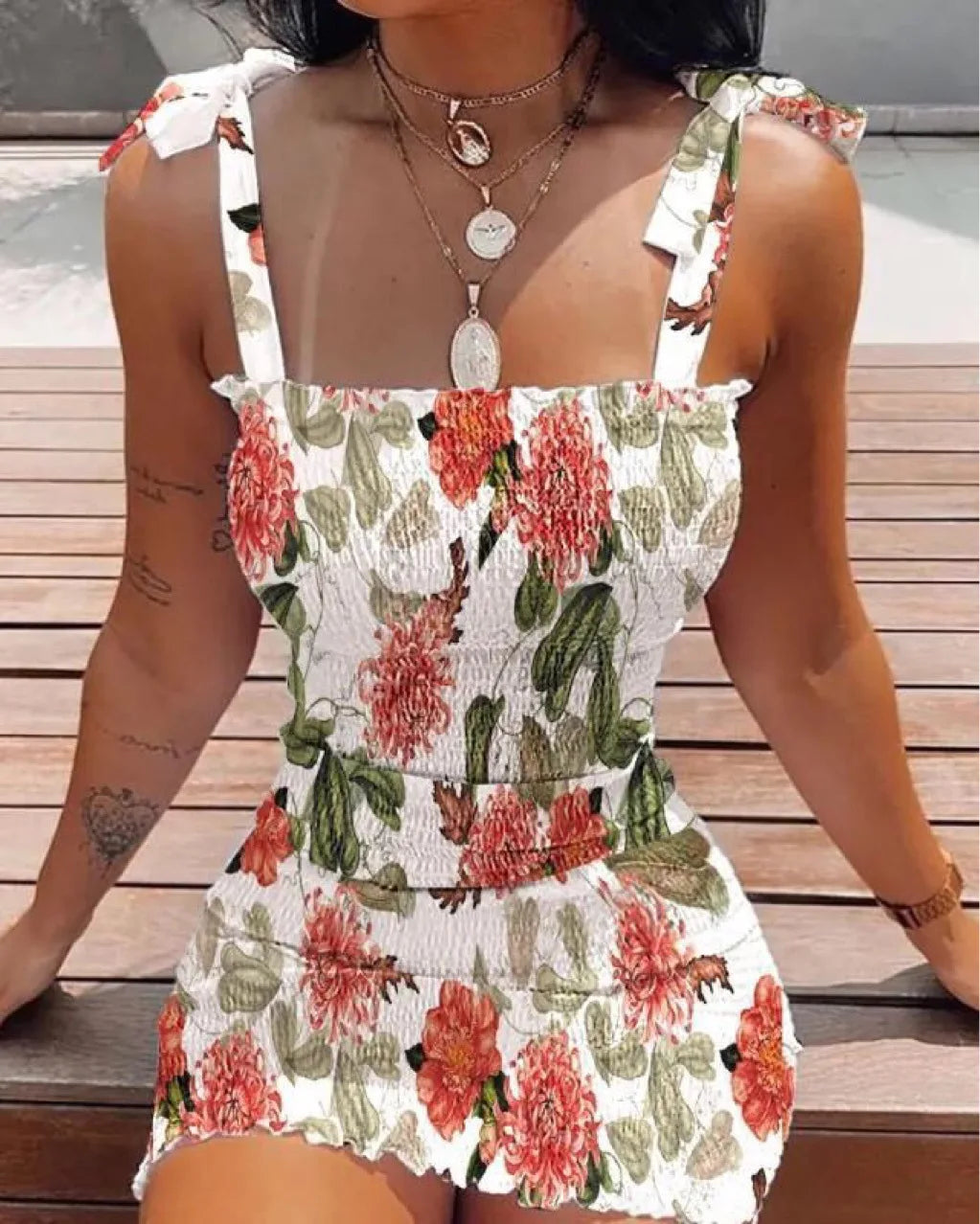 Trendy Solid Strap Short White Dress